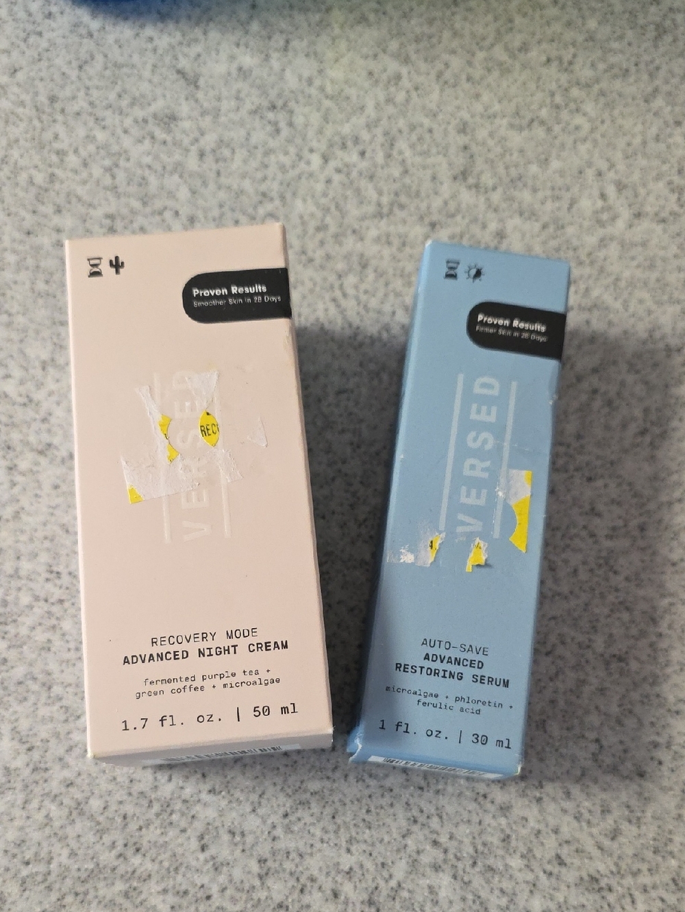 Versed Advanced Night Cream & Restoring Serum Set in Pale Pink and Light Blue